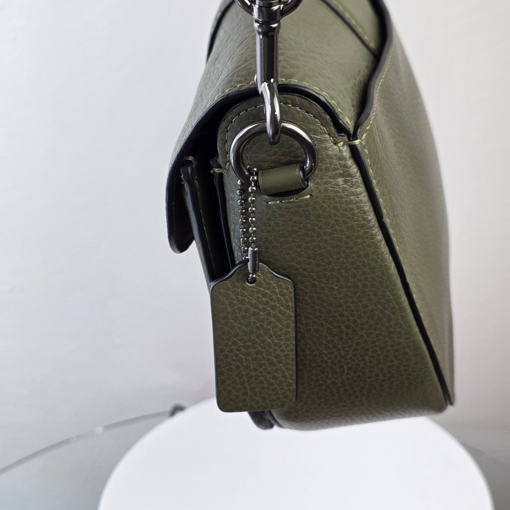 Coach Georgie Saddle Crossbody Bag Olive Green Suede Leather - Picture 4 of 13